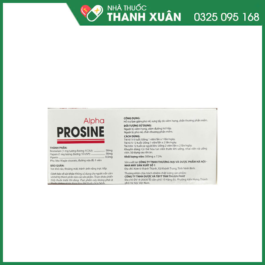 Alpha Prosine hỗ trợ giảm tình trạng viêm họng, đau họng và hỗ trợ sức khỏe đường hô hấp